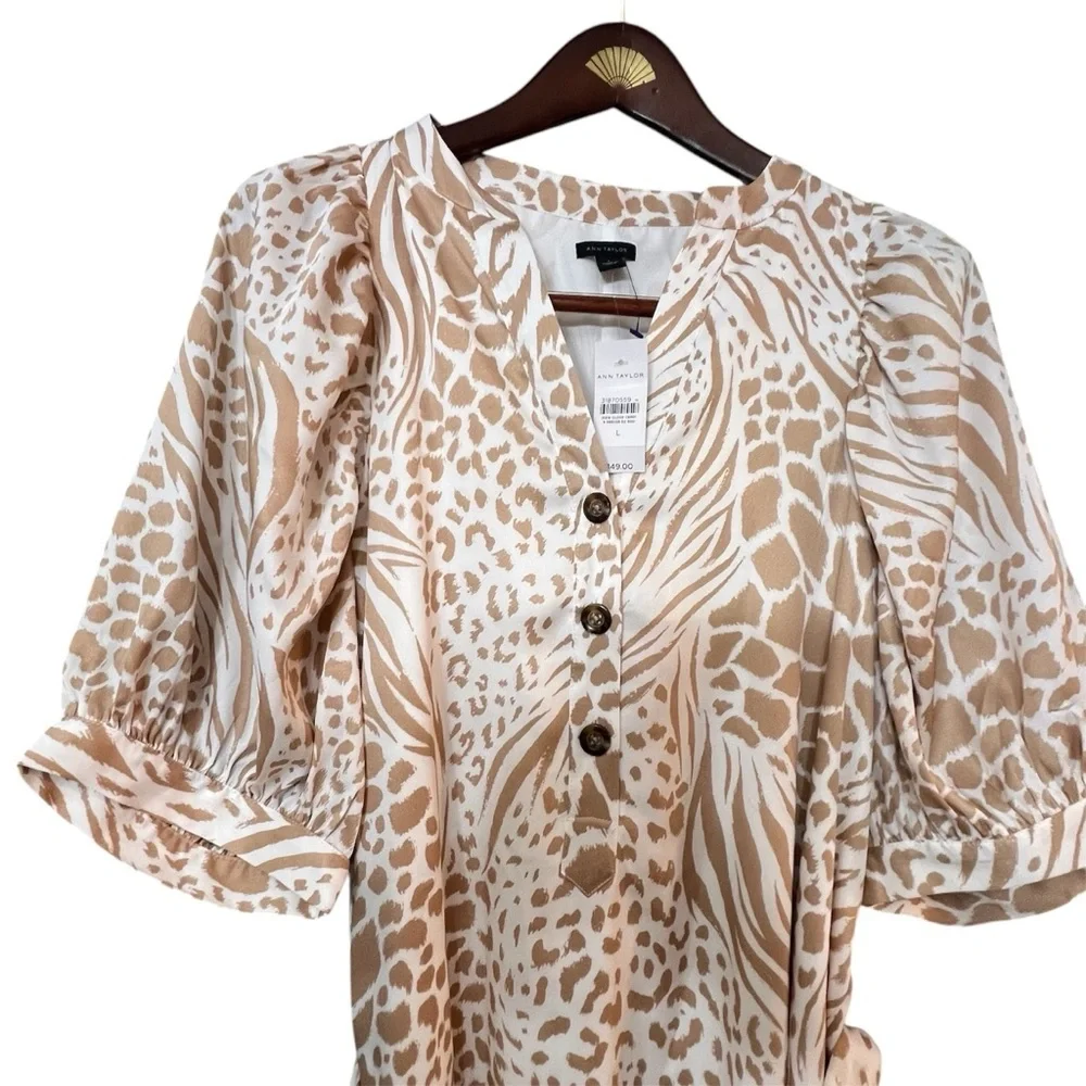 Anna Tylor /Mixed Animal Print Tie Waist Shirtdress/ Best Seller/ New / Size L - Picture 4 of 6